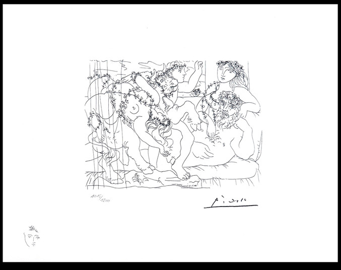 Pablo Picasso | 165 Ler repos du Sculpteurdevant une Bacchanale au Taureau