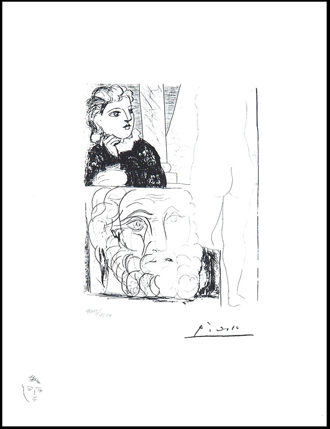 Pablo Picasso | 184 Femme accoudée, Sculpture de dos et tête barbue