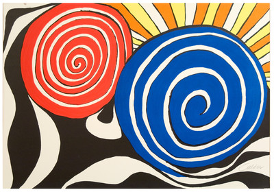 Alexander Calder | Red and Blue Spirals with Sun